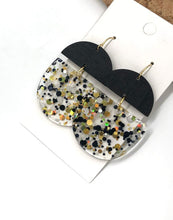 Load image into Gallery viewer, Gold and Black Glitter Acrylic and Wood Deco Drops