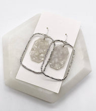 Load image into Gallery viewer, Ivory and Silver Acrylic Chandelier Earrings