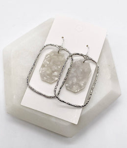 Ivory and Silver Acrylic Chandelier Earrings