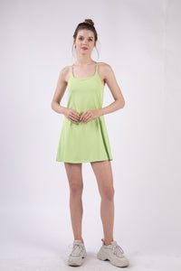 VERY J Sleeveless Active Tennis Dress with Unitard Liner