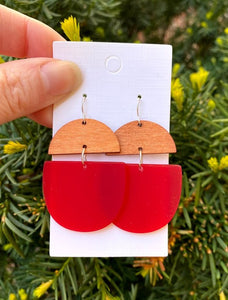 Red Acrylic and Wood Deco Drops