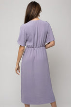 Load image into Gallery viewer, Solid V-Neck Midi Dress W-Front Knot
