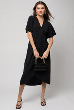 Load image into Gallery viewer, Solid V-Neck Midi Dress W-Front Knot