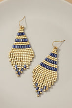 Load image into Gallery viewer, Handmade metallic cube bead tassel earrings