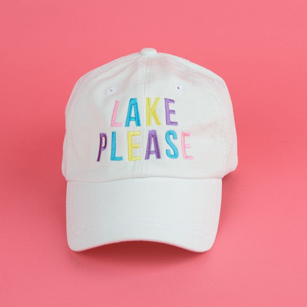 Embroidered Lake Please Colorful Canvas Hat