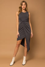 Load image into Gallery viewer, Sleeveless Twist Wrap Rib Midi Dress