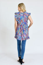 Load image into Gallery viewer, Ruffle floral leaf woven tunic top