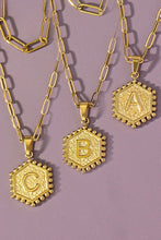 Load image into Gallery viewer, 2 row brass double sided hexagon initial necklace