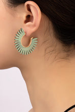 Load image into Gallery viewer, Color coated wood solar ray hoop earrings