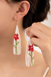 Boho Handwoven seed bead flower earrings