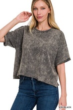 Load image into Gallery viewer, French Terry Acid Wash Raw Edge Crop Top