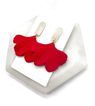 Load image into Gallery viewer, Red Gold Ginkgo Leaf Acrylic Statement Earrings