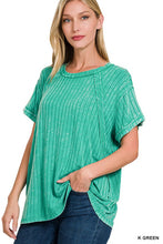 Load image into Gallery viewer, Ribbed Raglan Dolman Sleeve Boat-Neck Top