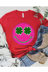 Smile St Patricks Day Glitter Graphic T Shirts