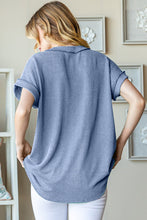 Load image into Gallery viewer, Heimish Full Size Front Pocket Short Sleeve Ribbed Top