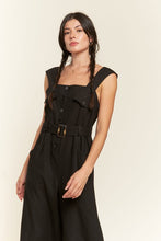 Load image into Gallery viewer, PLUS SLEEVELESS SQUARE NECK BUTTON ANKLE JUMPSUIT