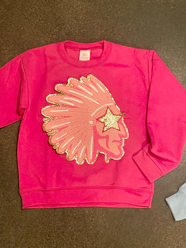 Mascot Patch Sweatshirt- Indian/Warrior/Seminole