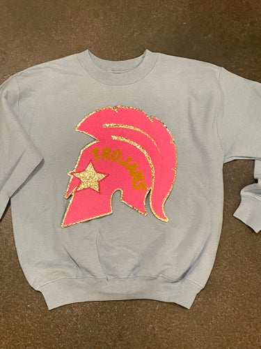 Mascot Patch Sweatshirt-Trojans