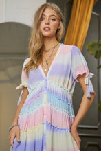 Load image into Gallery viewer, V-Neck short Puff Sleeve Maxi Dress