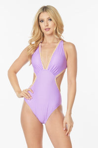 ONE-PIECE BATHING SUIT SIDE CUT-OUT WITH PRINTS ED