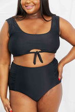 Load image into Gallery viewer, Marina West Swim Sanibel Crop Swim Top and Ruched Bottoms Set in Black