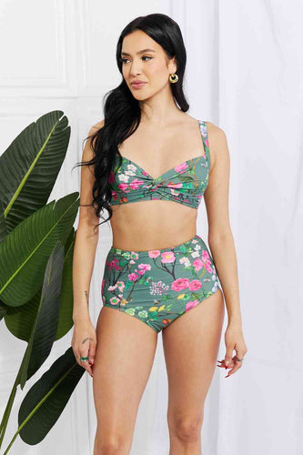 Marina West Swim Take A Dip Twist High-Rise Bikini in Sage