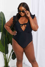 Load image into Gallery viewer, Marina West Swim Seashell Ruffle Sleeve One-Piece in Black