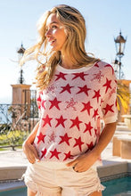 Load image into Gallery viewer, BiBi Star Pattern Round Neck Short Sleeve Knit Top