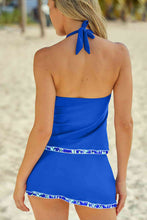 Load image into Gallery viewer, Full Size Halter Neck Swim Top and Ruched Skirt Set