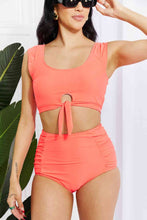 Load image into Gallery viewer, Marina West Swim Sanibel Crop Swim Top and Ruched Bottoms Set in Coral