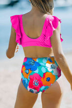 Load image into Gallery viewer, Cropped Swim Top and Floral Bottoms Set