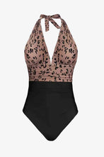 Load image into Gallery viewer, Leopard Halter Neck One-Piece Swimsuit