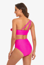 Load image into Gallery viewer, Ruffled One-Shoulder Buckled Bikini Set