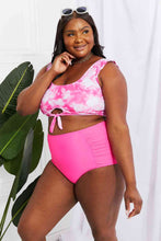 Load image into Gallery viewer, Marina West Swim Sanibel Crop Swim Top and Ruched Bottoms Set in Pink