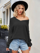 Load image into Gallery viewer, V-Neck Ribbed Dropped Shoulder Knit Top