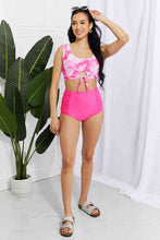 Load image into Gallery viewer, Marina West Swim Sanibel Crop Swim Top and Ruched Bottoms Set in Pink