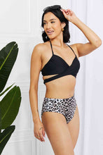 Load image into Gallery viewer, Marina West Swim Summer Splash Halter Bikini Set in Black